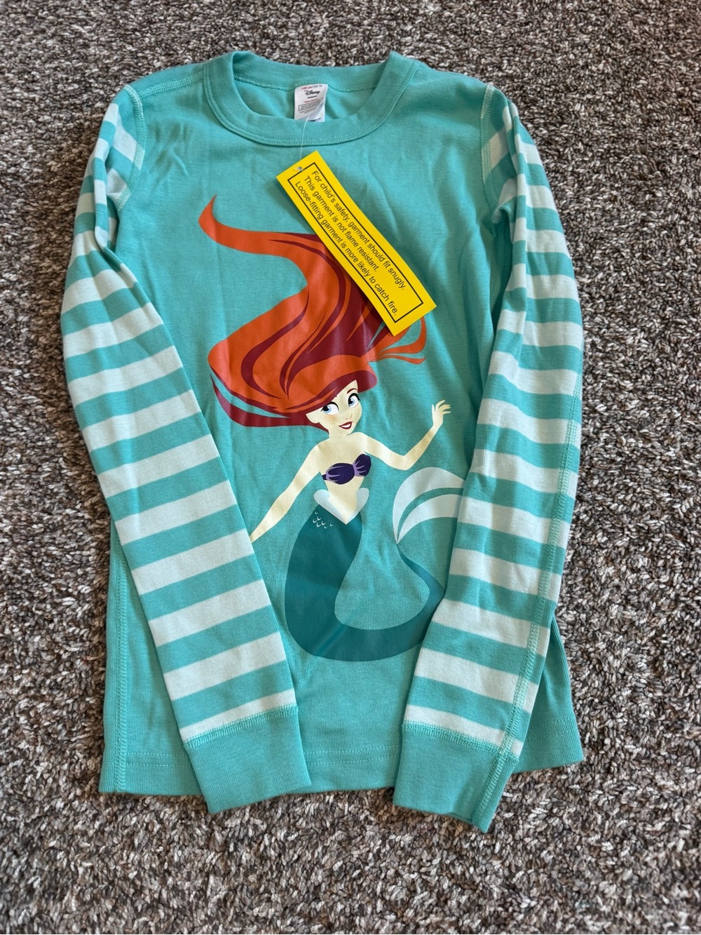 Hanna Andersson Disney Ariel Little Mermaid Girls pj top, 10,140 Organic Cotton